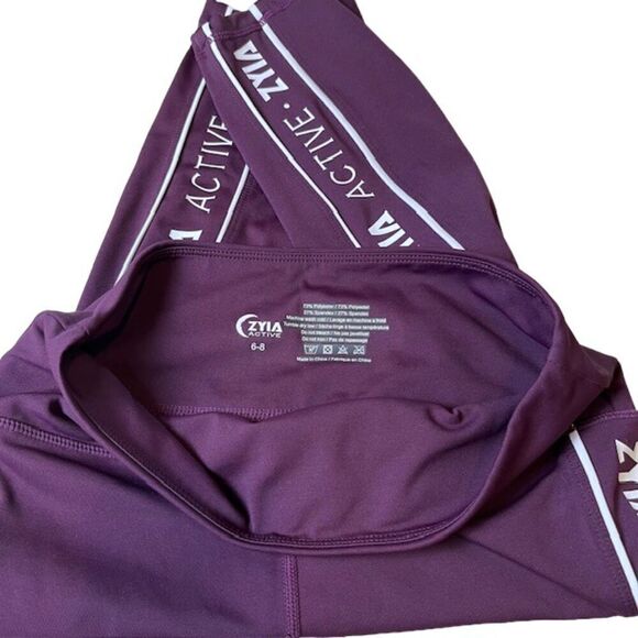 Zyia Active Cropped Legging Purple with White Side Leg Logo Size 6-8 - Picture 7 of 9